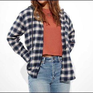 American eagle hooded blue and white flannel!
